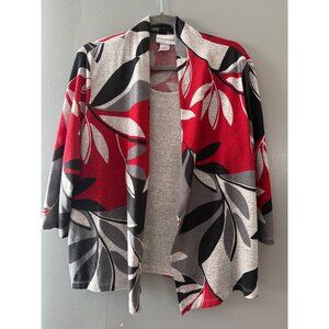 Alfred Dunner M Layered Look Sweater Top Floral Romantic Valentine's Boho Spring